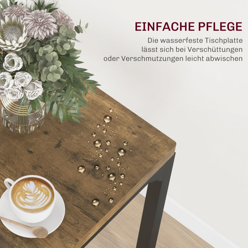 3-Piece Dining Set 1 Table 2 Chairs - MDF/Metal Brown
