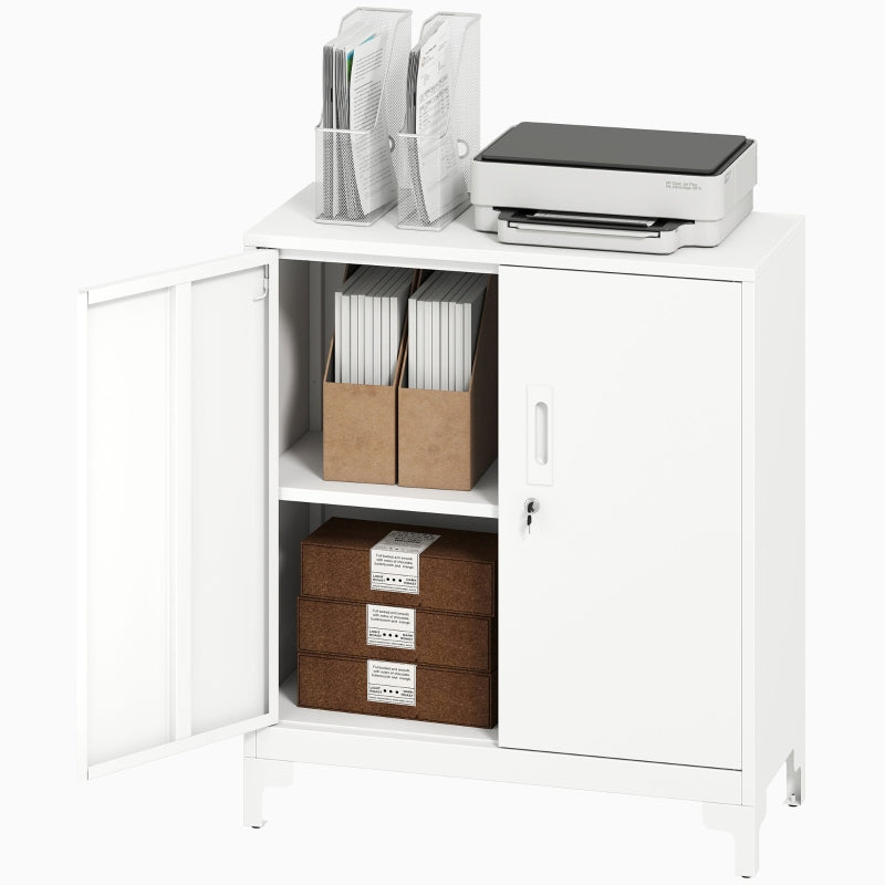 Metall-Büroschrank, abschließbare Türen, 2-lagig, Weiß