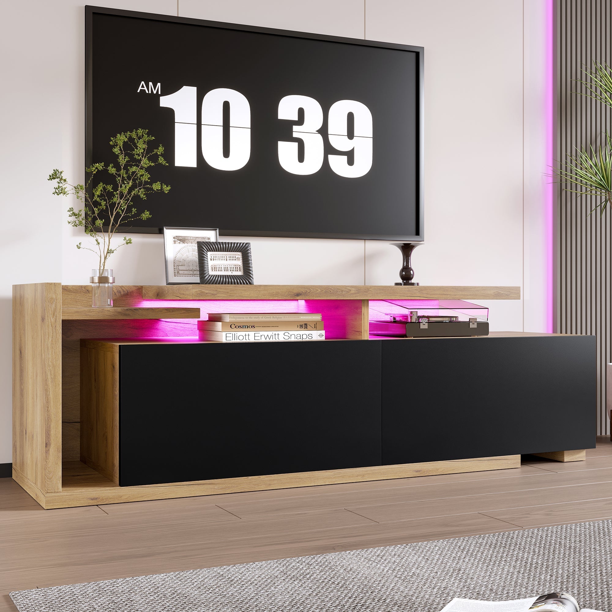 Modular TV Cabinet, Movable Module & LED Lighting, Extendable 2m