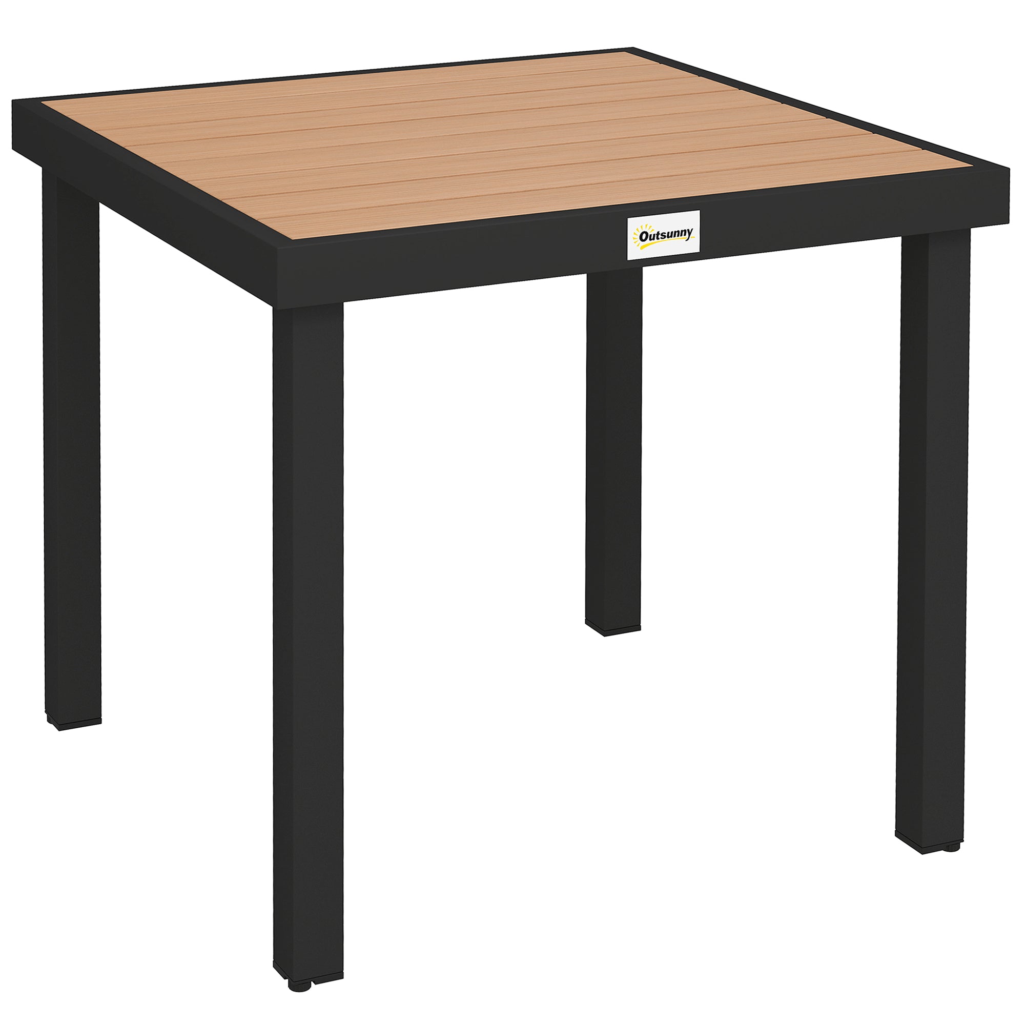 Garden Table 78x78cm Weatherproof Aluminum Frame for 4 People Black