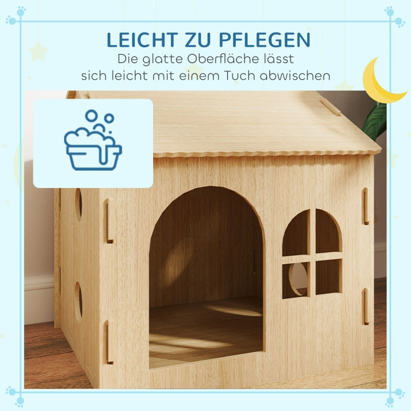Hund-/Katzenhaus für drinnen, niedliches Design, MDF