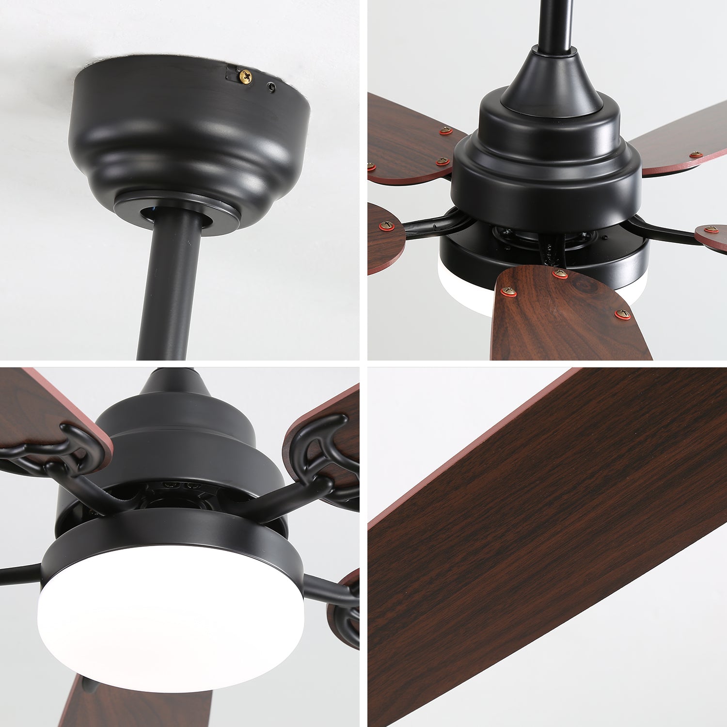 Classic Ceiling Fan 52-Inch, Dimmable LED, 6 Speeds, 5-Blade, DC Motor