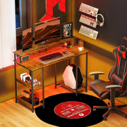 LED Computer Desk with Power Outlets and Shelves - Rustic Brown