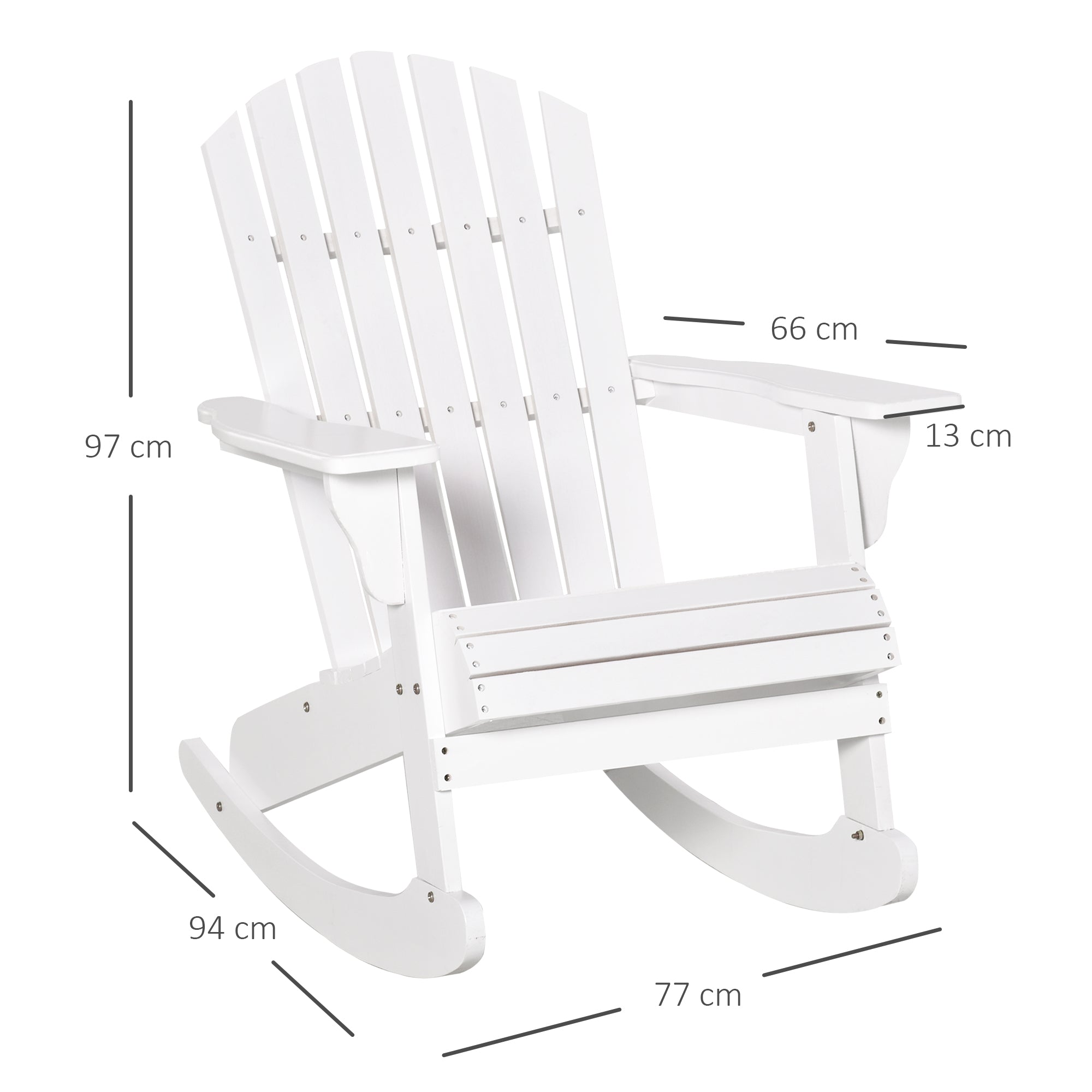 Adirondack Rocking Chair, Weatherproof for Garden/Balcony, White
