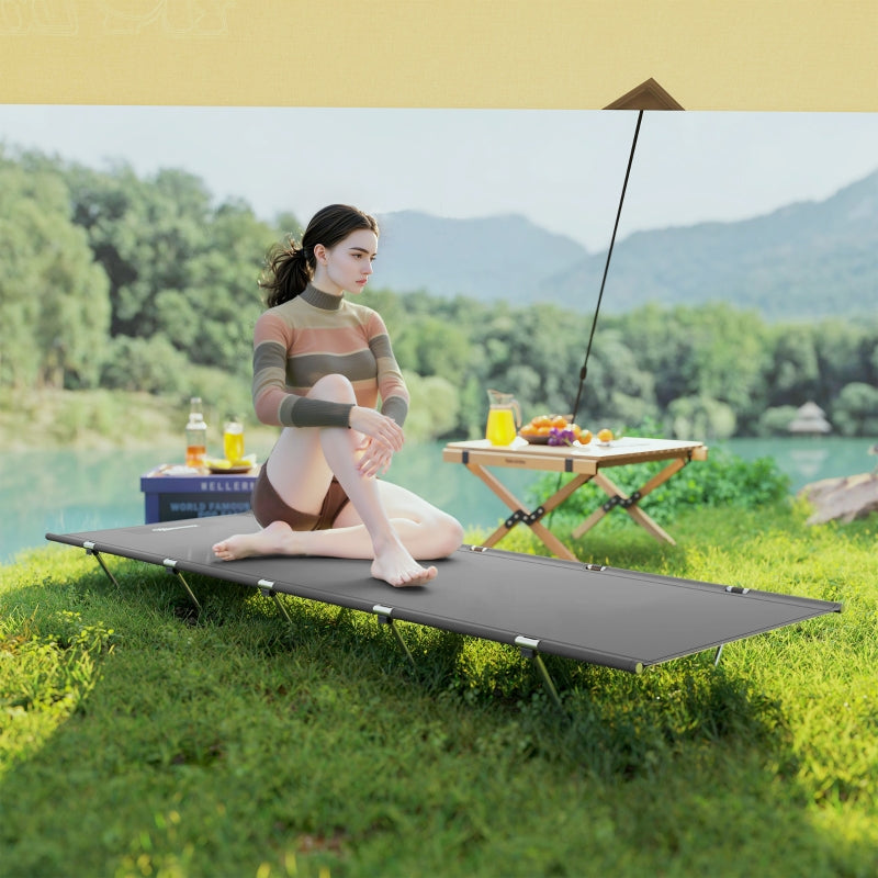 Lightweight Camping Bed Portable Camp Cot with 150kg Support, Dark Grey