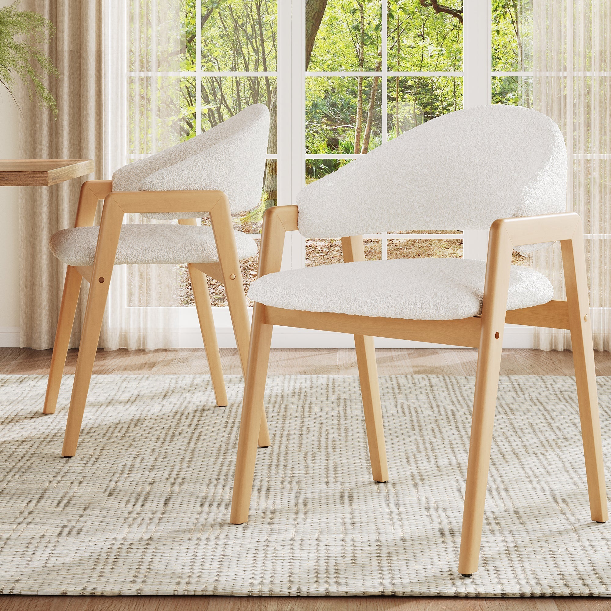 Teddy Chairs Set of 2 Ergonomic Curved Backrests - White