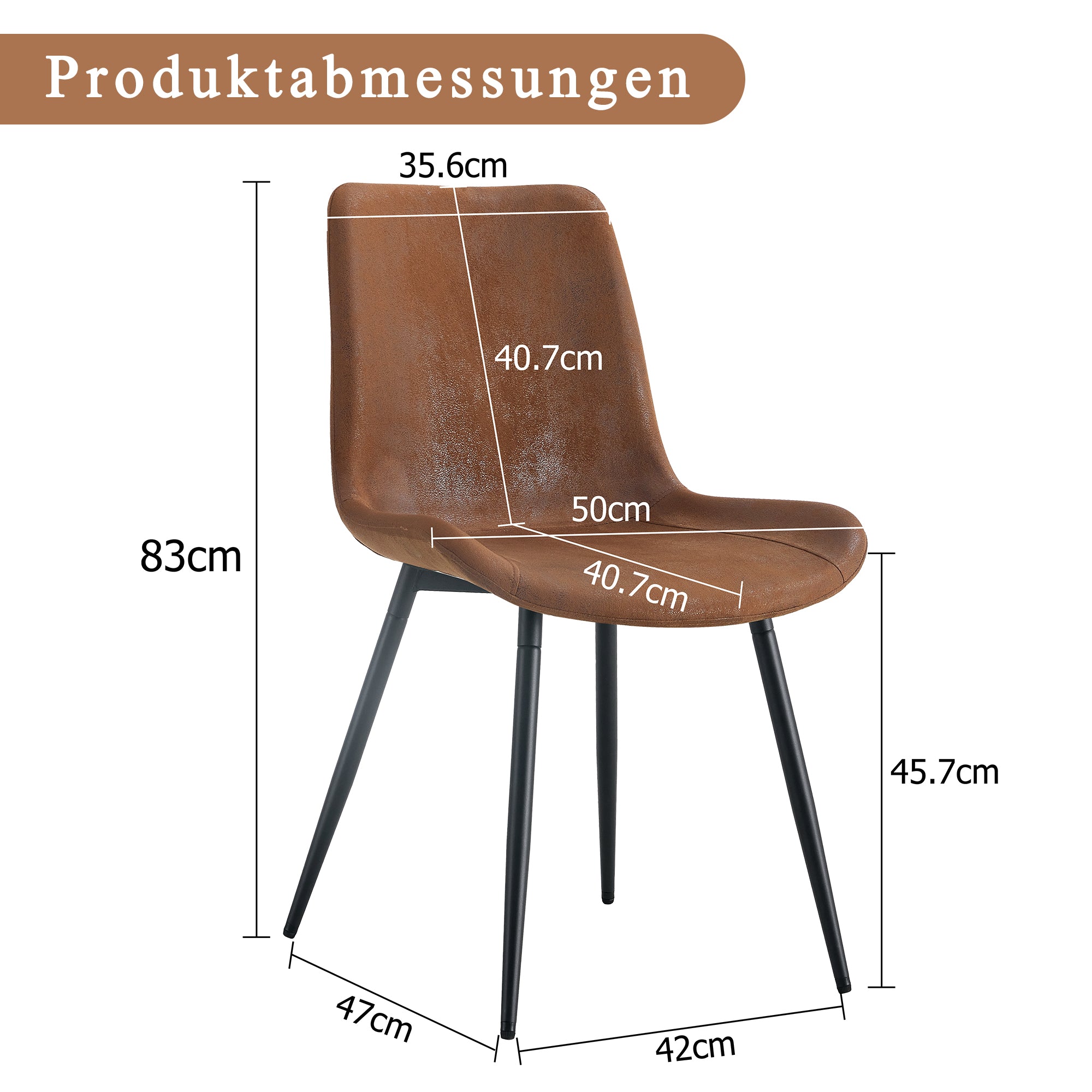 Dining Chairs Set of 4 Widened Seat Metal Legs - Brown Tech-Fabric