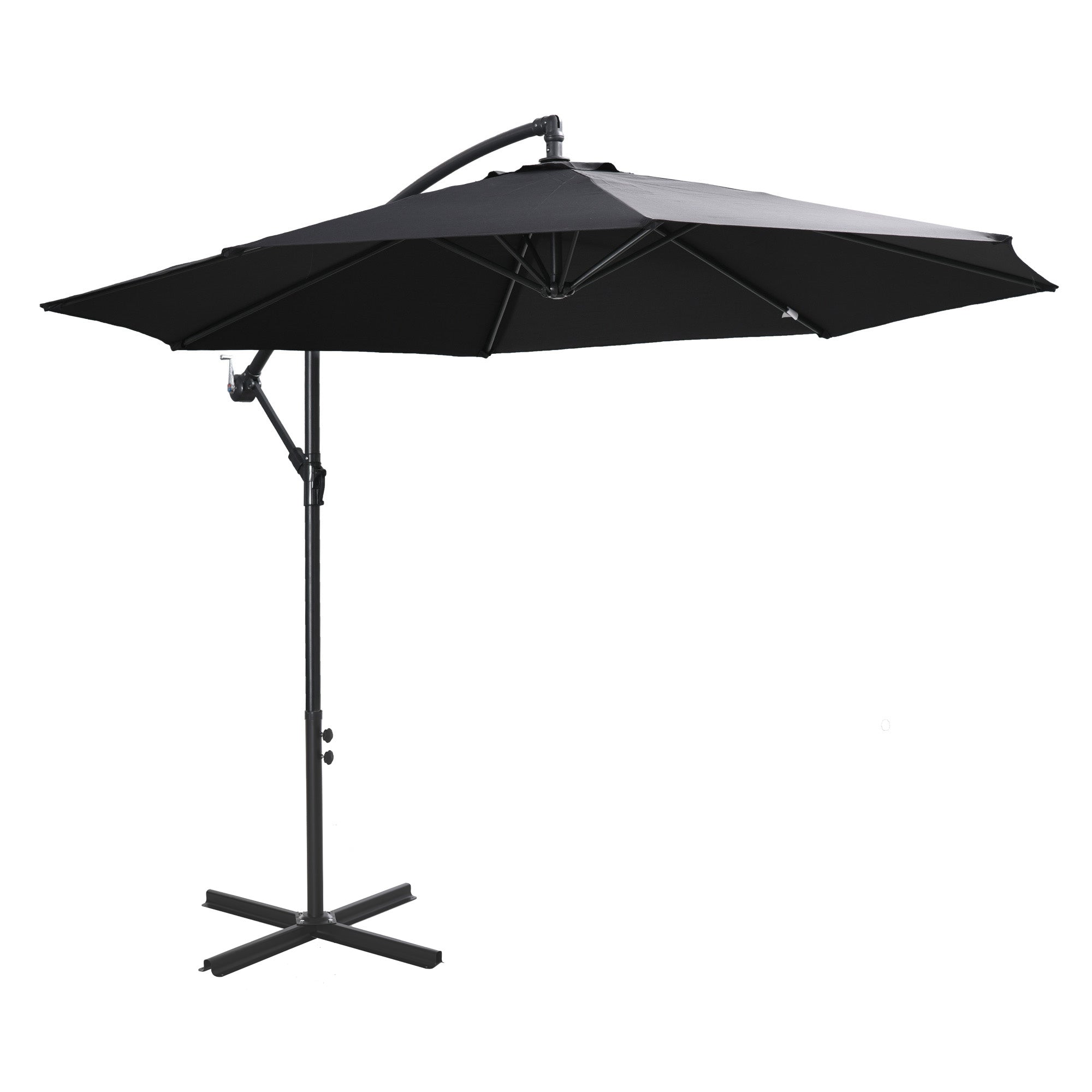 2,45 m Freischwebender Sonnenschirm, robuster, wasserdichter Gartenschirm, Schwarz