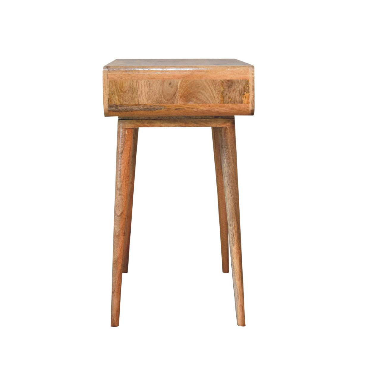 Writing Desk, Curved 1 Drawer Open Slot, Solid Wood Brown