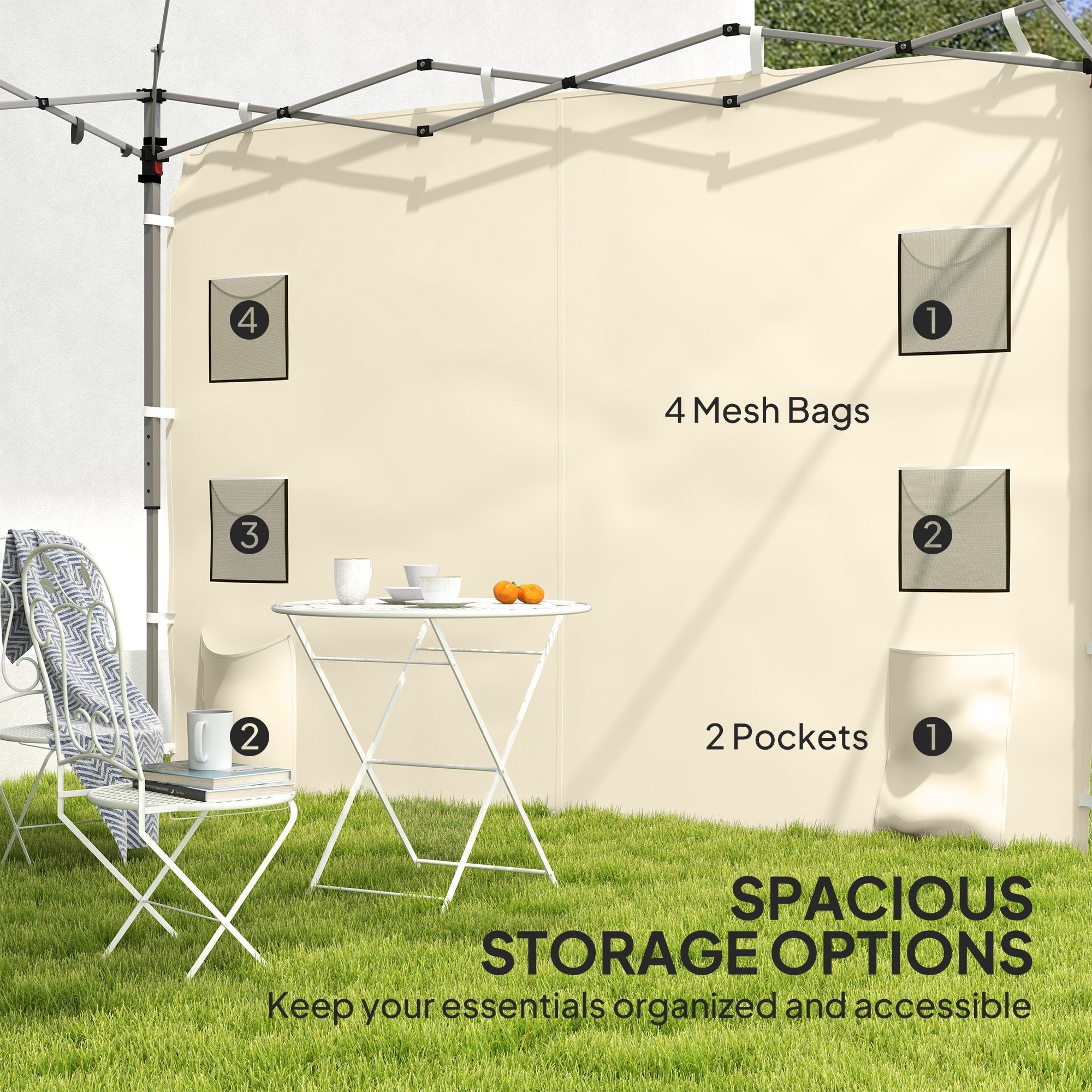 Ersatz-Pavillon-Seitenwand 195 x 295 cm - Beige
