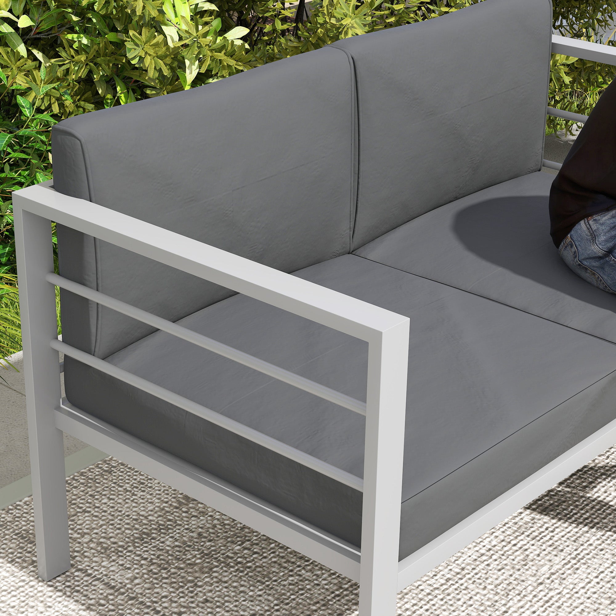 Two-Seater Garden Sofa Aluminium Frame Grey
