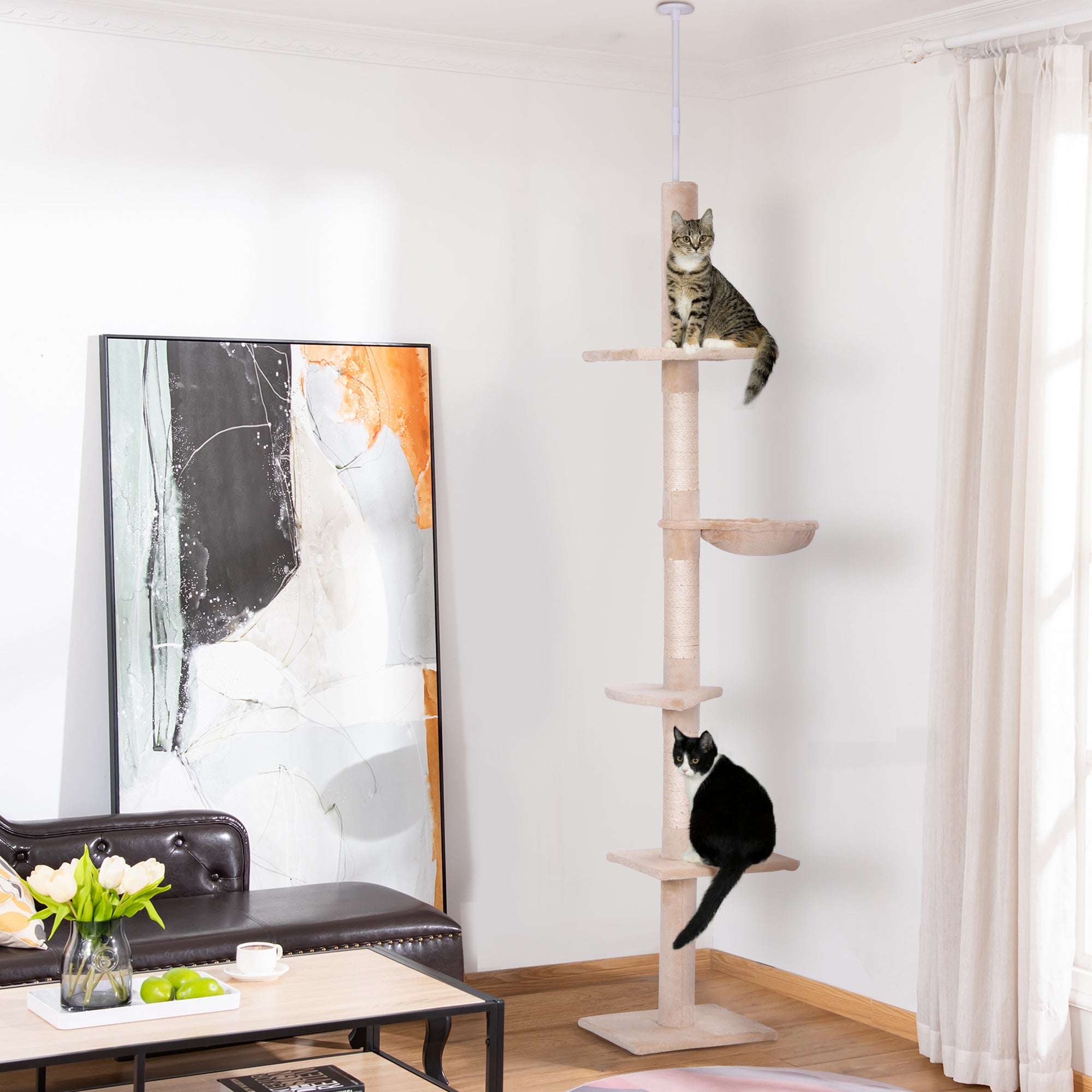 Katzenbaum, höhenverstellbar, stabil, Beige