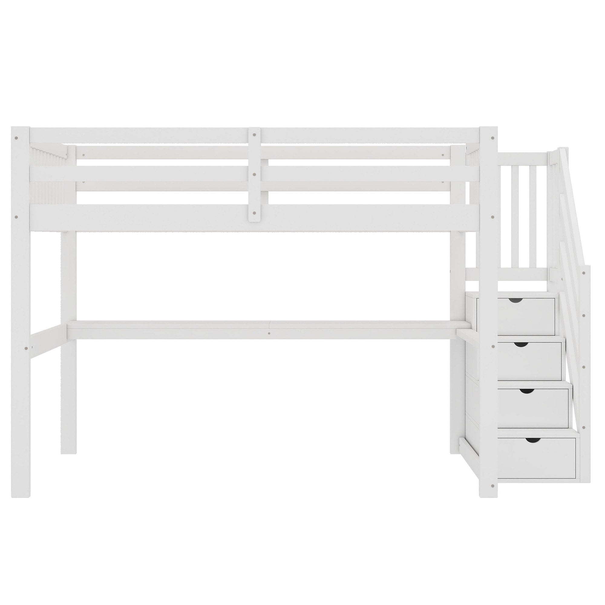 Loft Bed 140x200 Children's Storage Drawers Desk - White