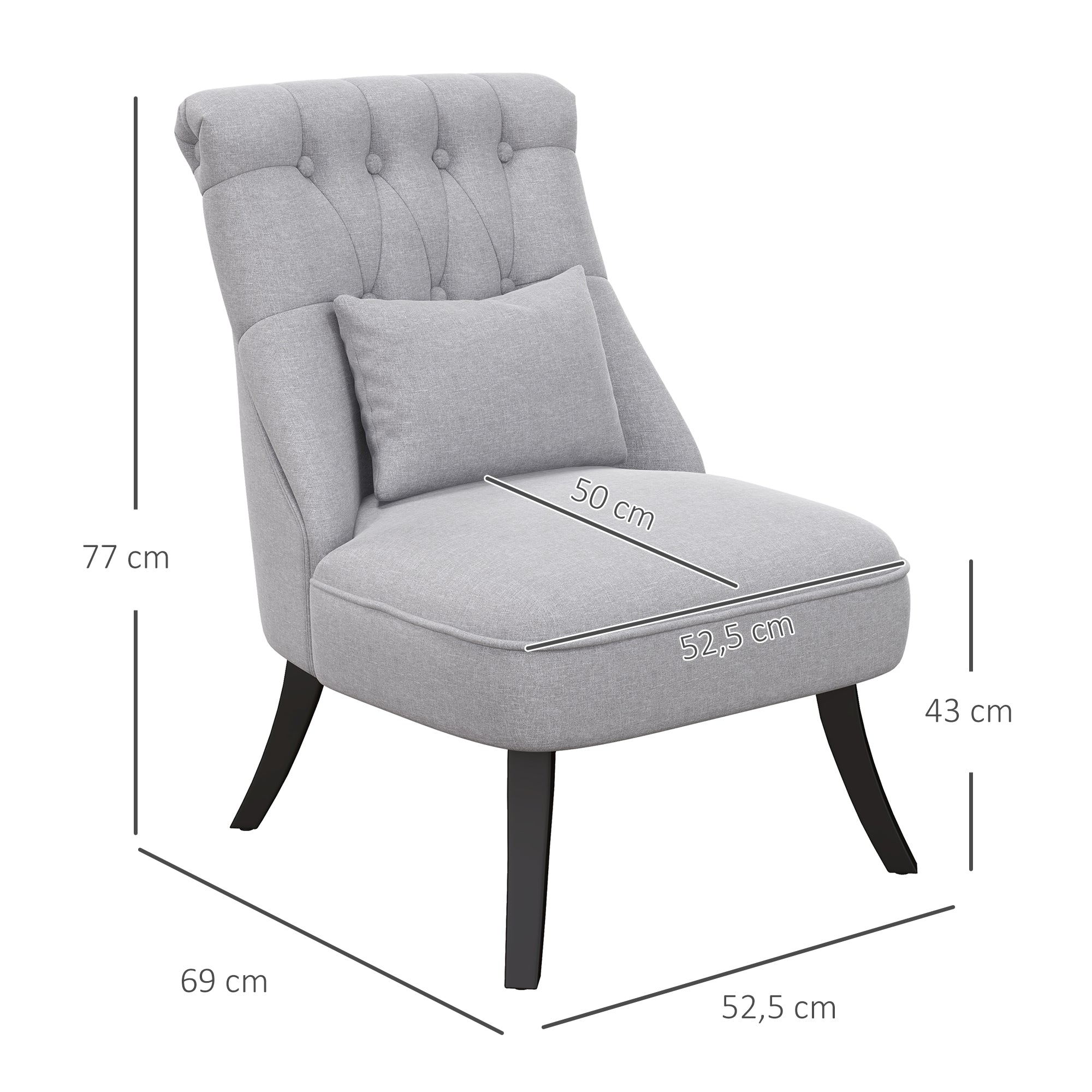 Recliner Chair TV Chair, Back Cushion & Raised Feet, Linen Grey