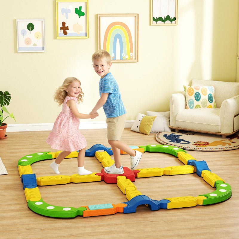 Children's Balance Beam with Interactive Non-Slip Frame, Colorful Plastic