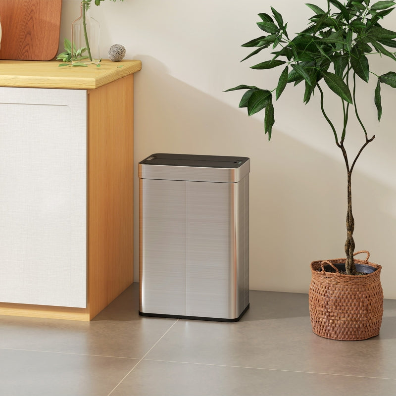 Sensor Trash Can 55 L Automatic Butterfly Lid - Stainless Steel Silver