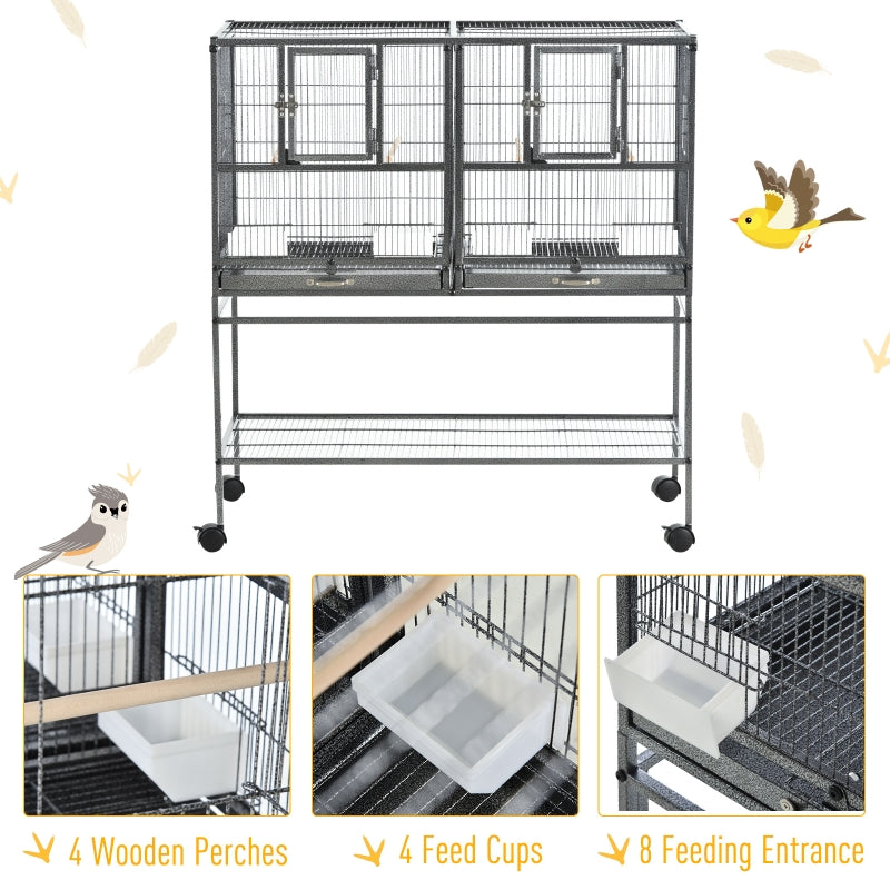 Large Bird Cage Parrot Cage with Divider, Slide Tray - 95 x 45.5 x 102 cm