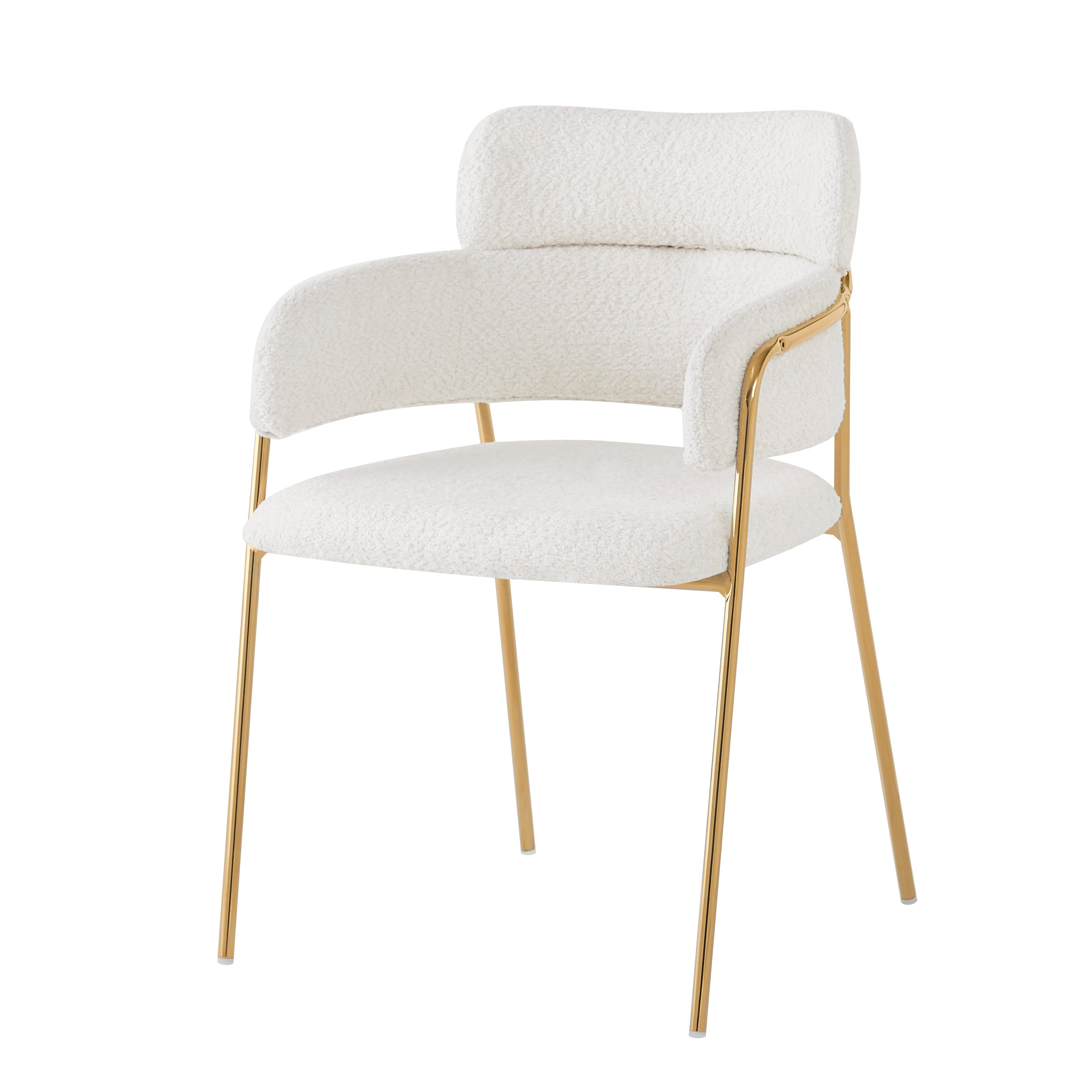 Dining Chair Set of 4 Modern Ergonomic Gold Legs - Beige