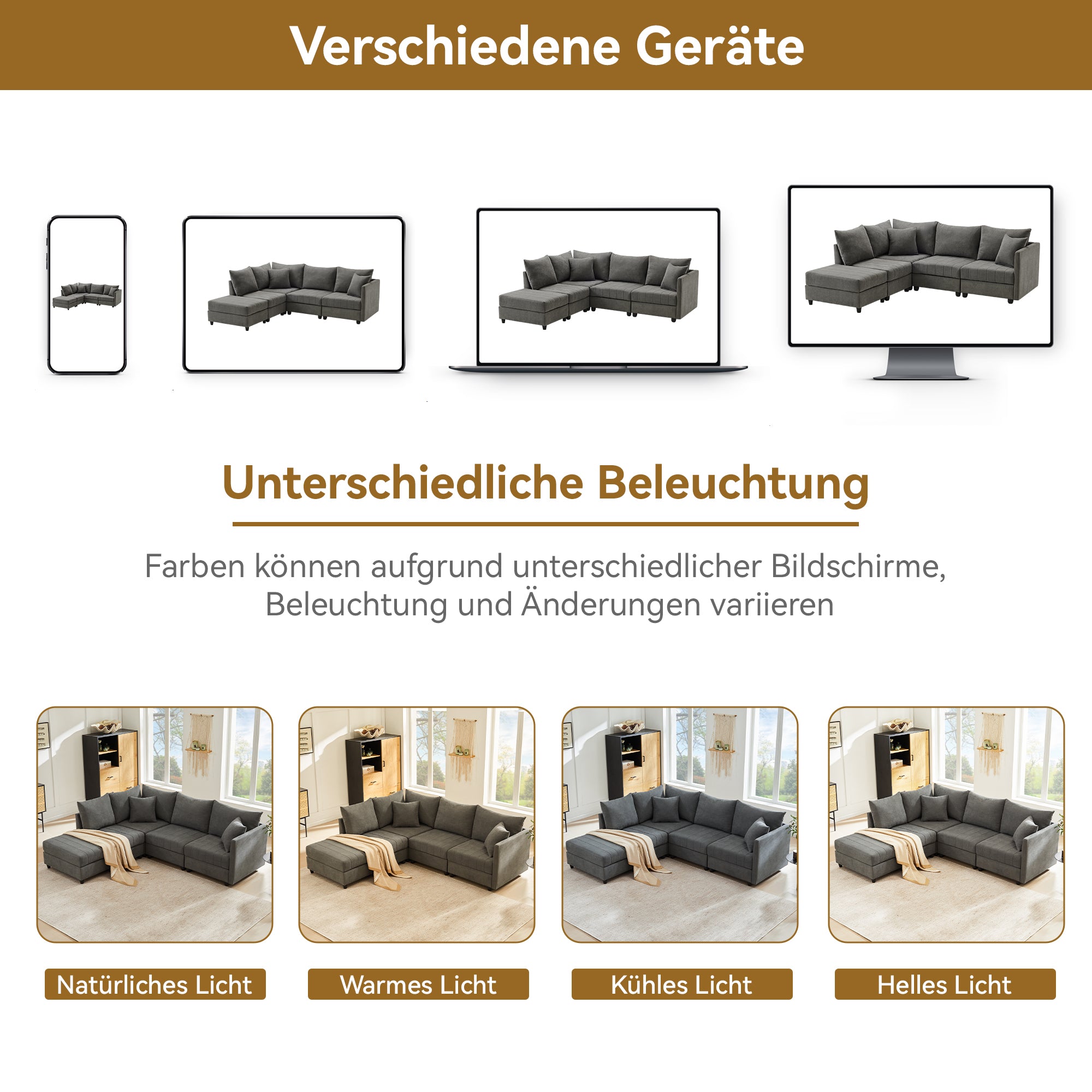 Modular Corner Sofa 5-Seater Convertible Footstool L/U-Shape Vertical Stripes