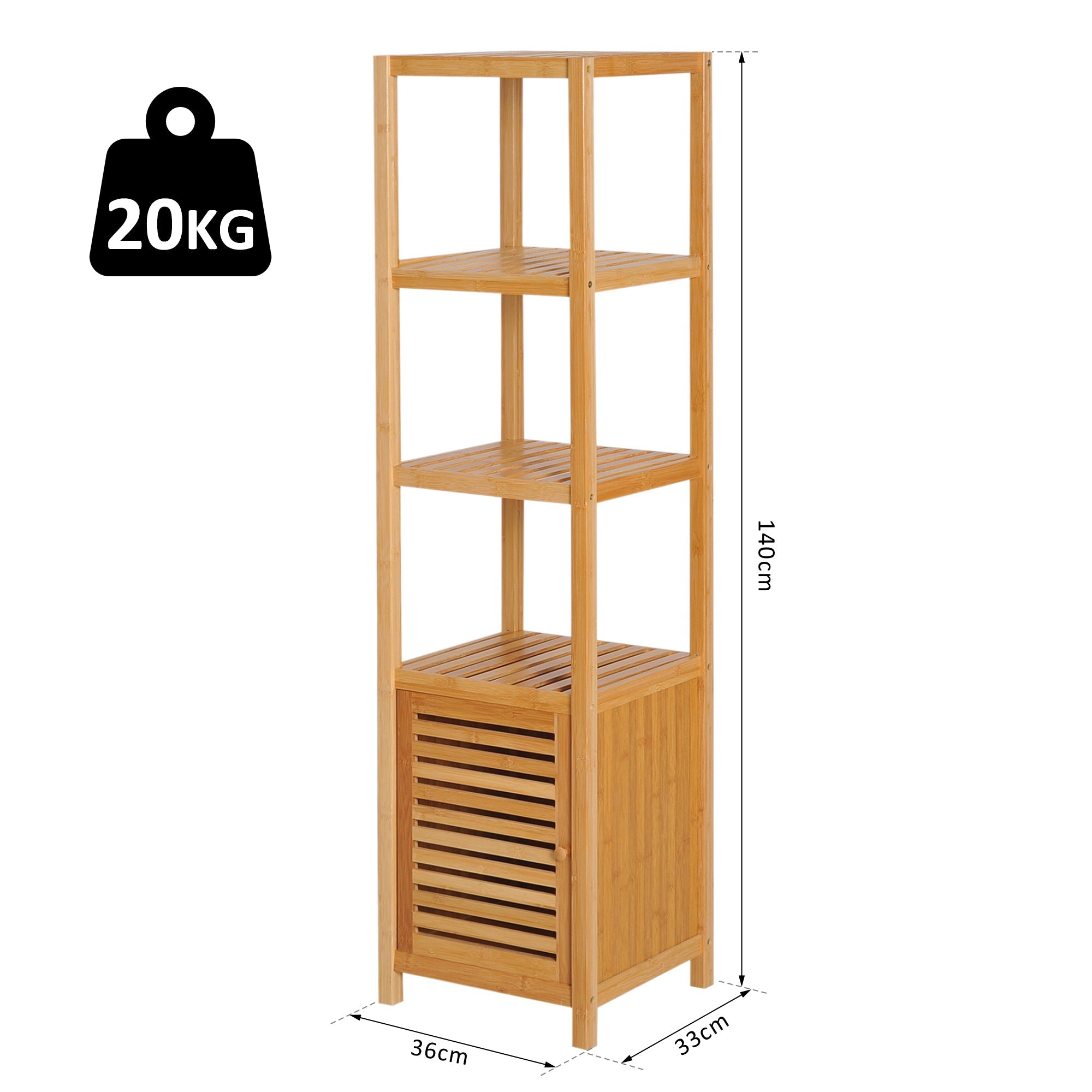 Badezimmerschrank, 3 offene Fächer, Toilettenaufbewahrung, Bambus