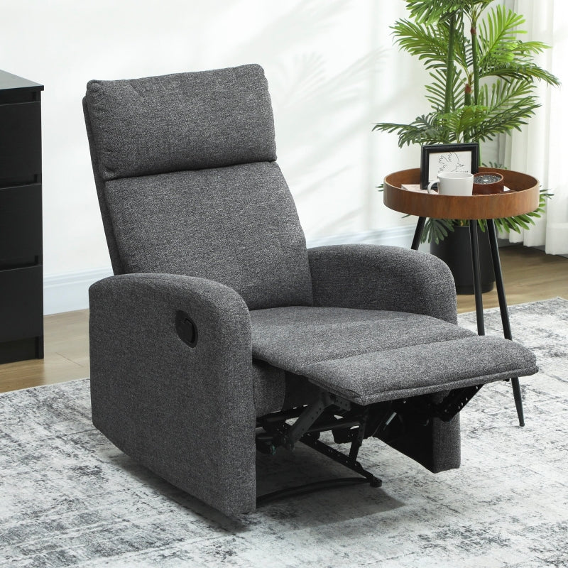 Recliner Chair, Adjustable Leg Rest, Living Room, Fabric, Grey
