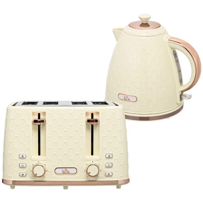 Kettle with Toaster 1.7L 4 Slices Breakfast Set, Beige