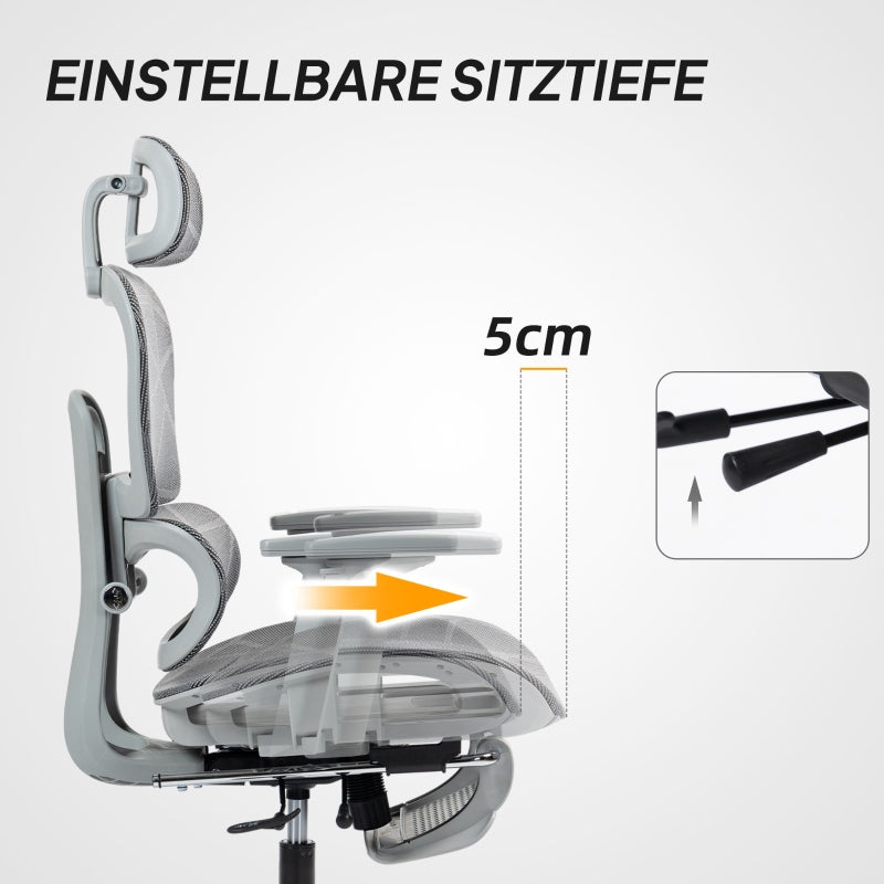 Office Chair, Ergonomic Mesh Desk Chair, Adjustable, Grey
