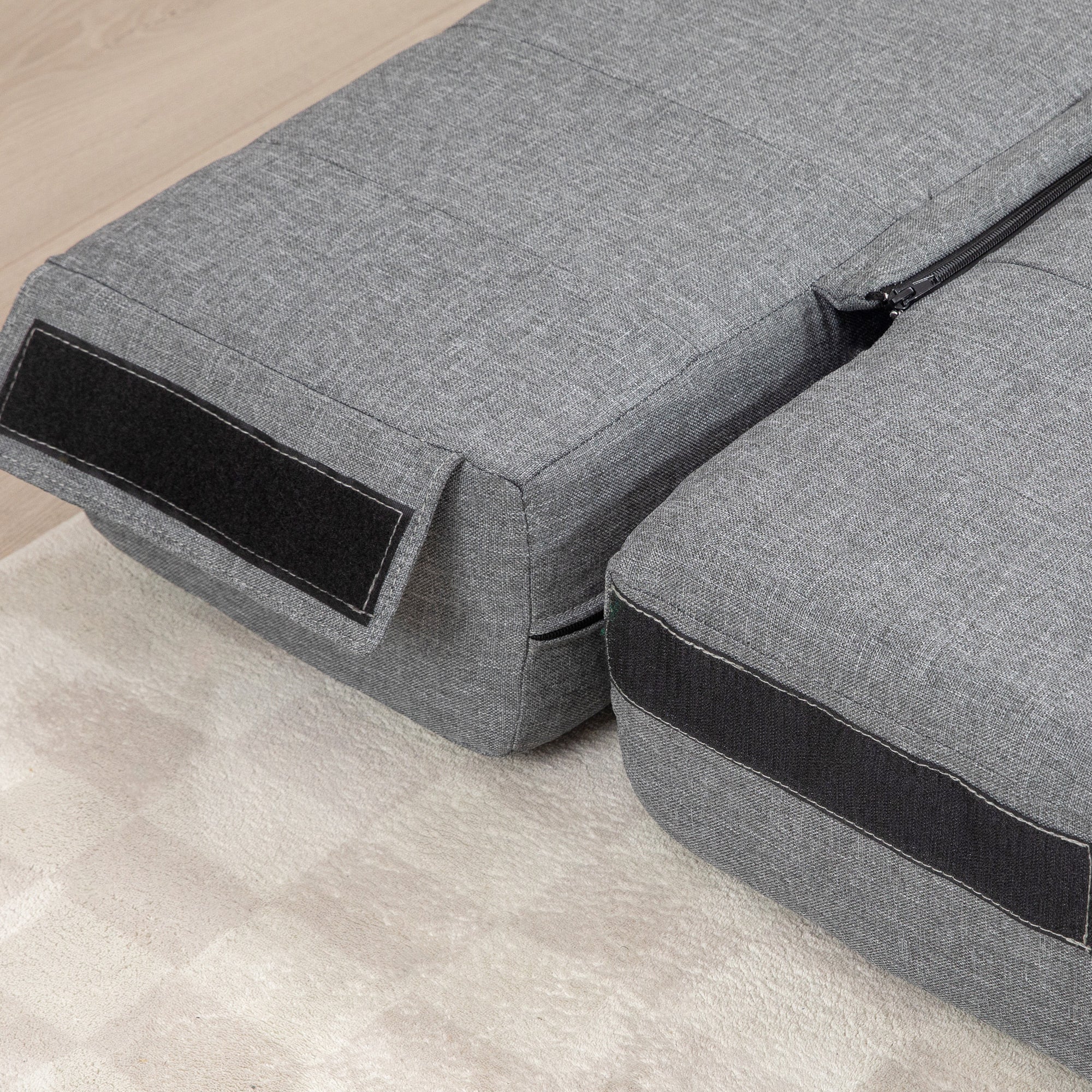 2-in-1 Floor Sofa Bed, Foldable 250 kg Capacity, Linen Look