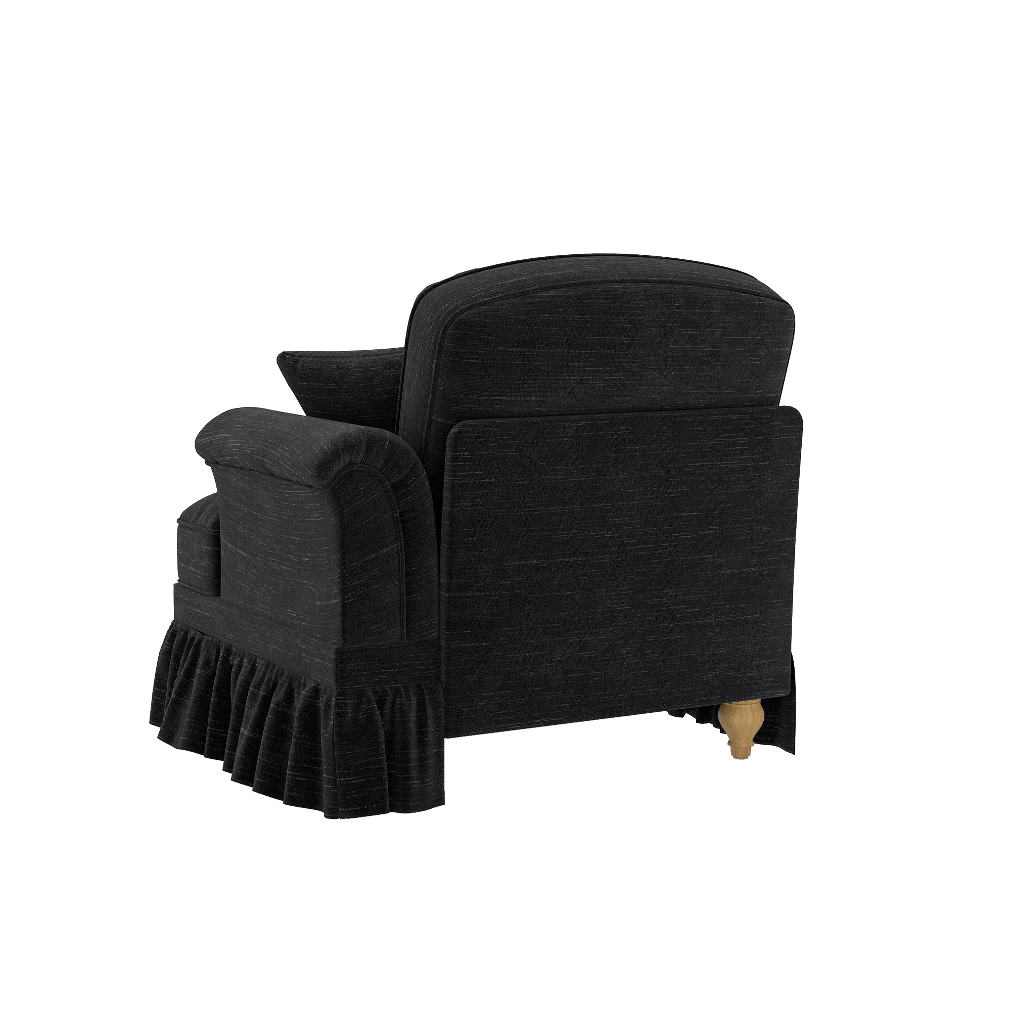 Windsor Sofa RSF with 1 Cushion and Removable Skirt, Black Chenille