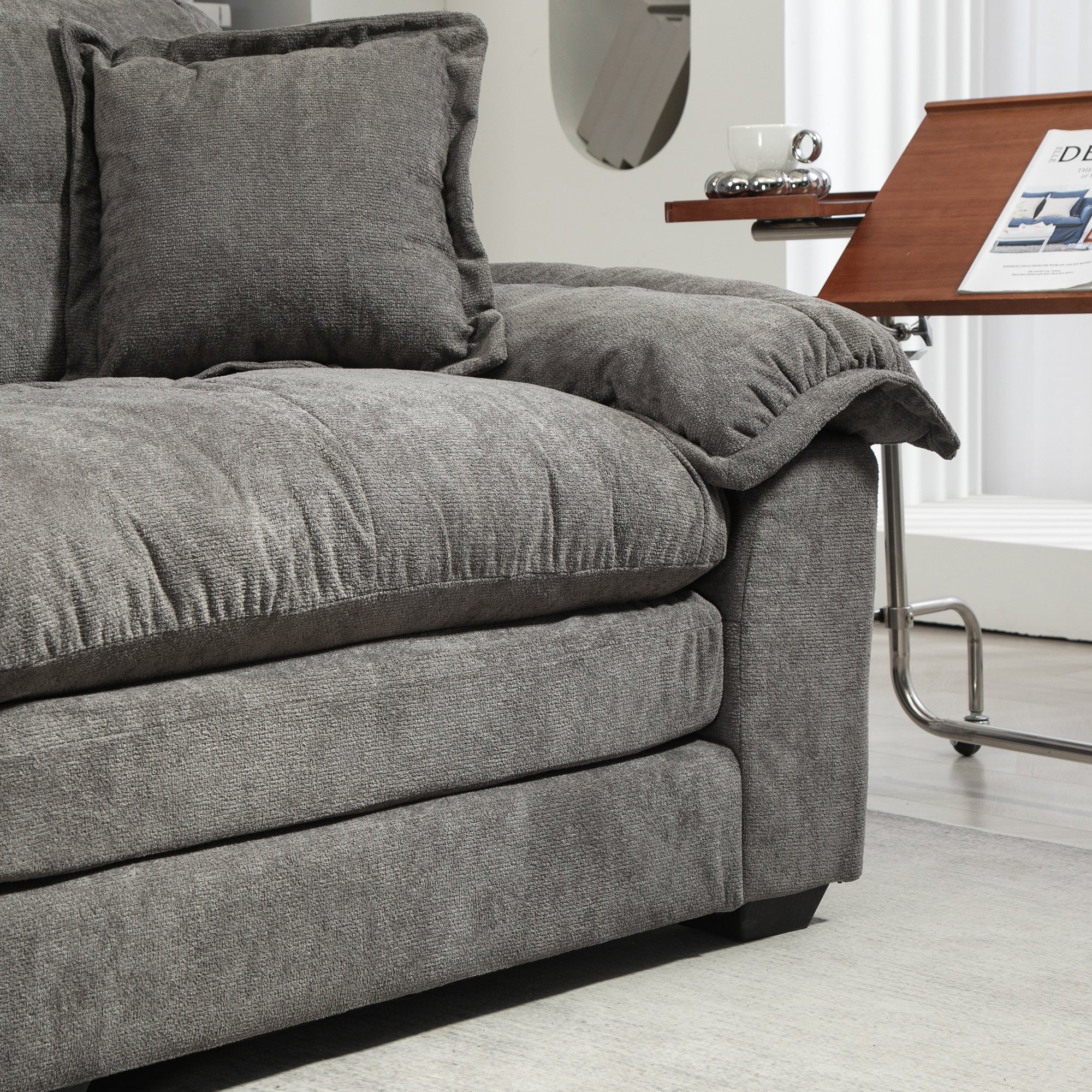 213 cm Two-Seater Sofa with Double Layer Cushions and Memory Foam, Chenille