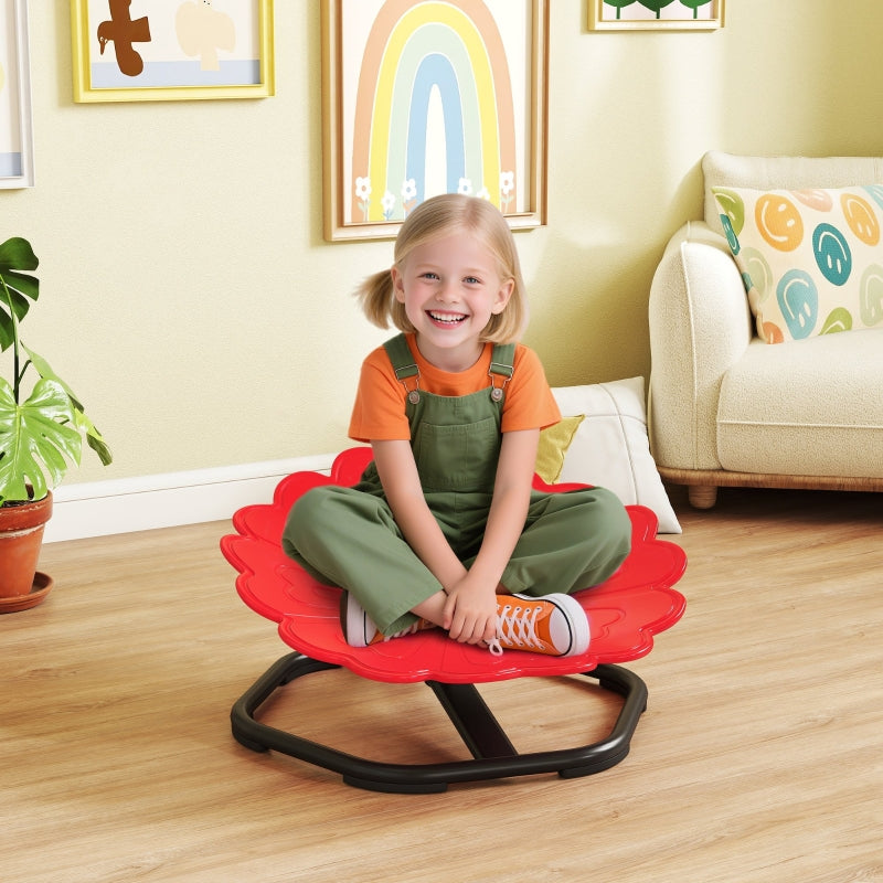 Flower-Shaped Sensory Spinning Chair Non-Slip Base Red