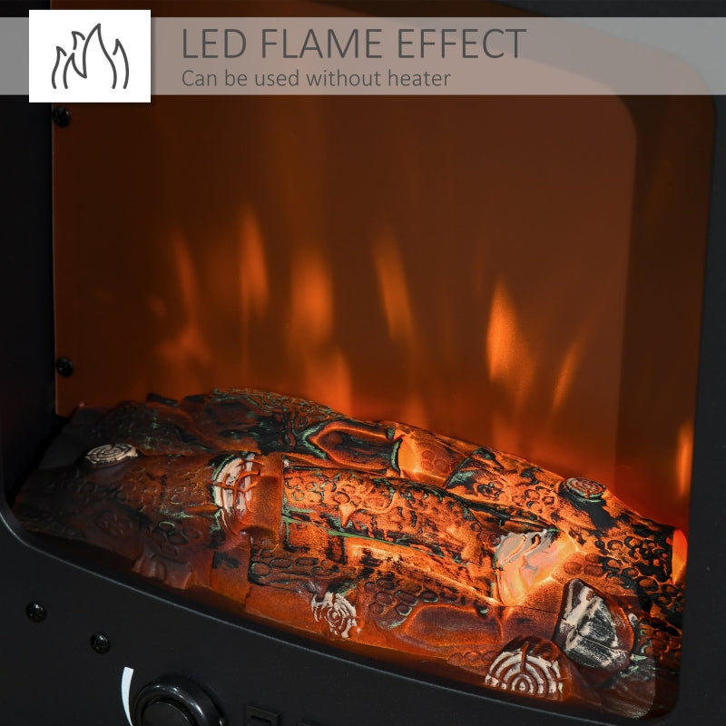 Electric Fireplace Stove, Free standing Heater, LED Flame Effect, 900W/1800W, Black