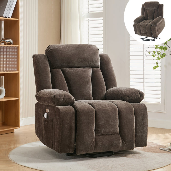 Electric Massage Chair Recliner with 8-Point Massage, Heating and Lifting Function, Brown Fabric