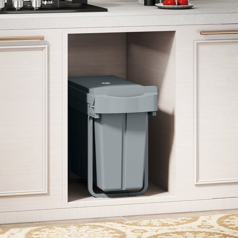 Extendable Waste Bin 30L with 2 Removable Buckets - Grey Metal