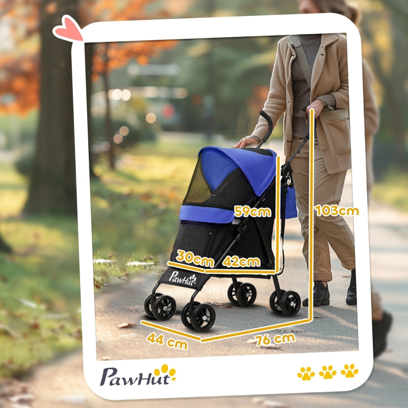 Dog Stroller, Foldable Buggy for Dogs & Cats, 4 kg, Dark Blue