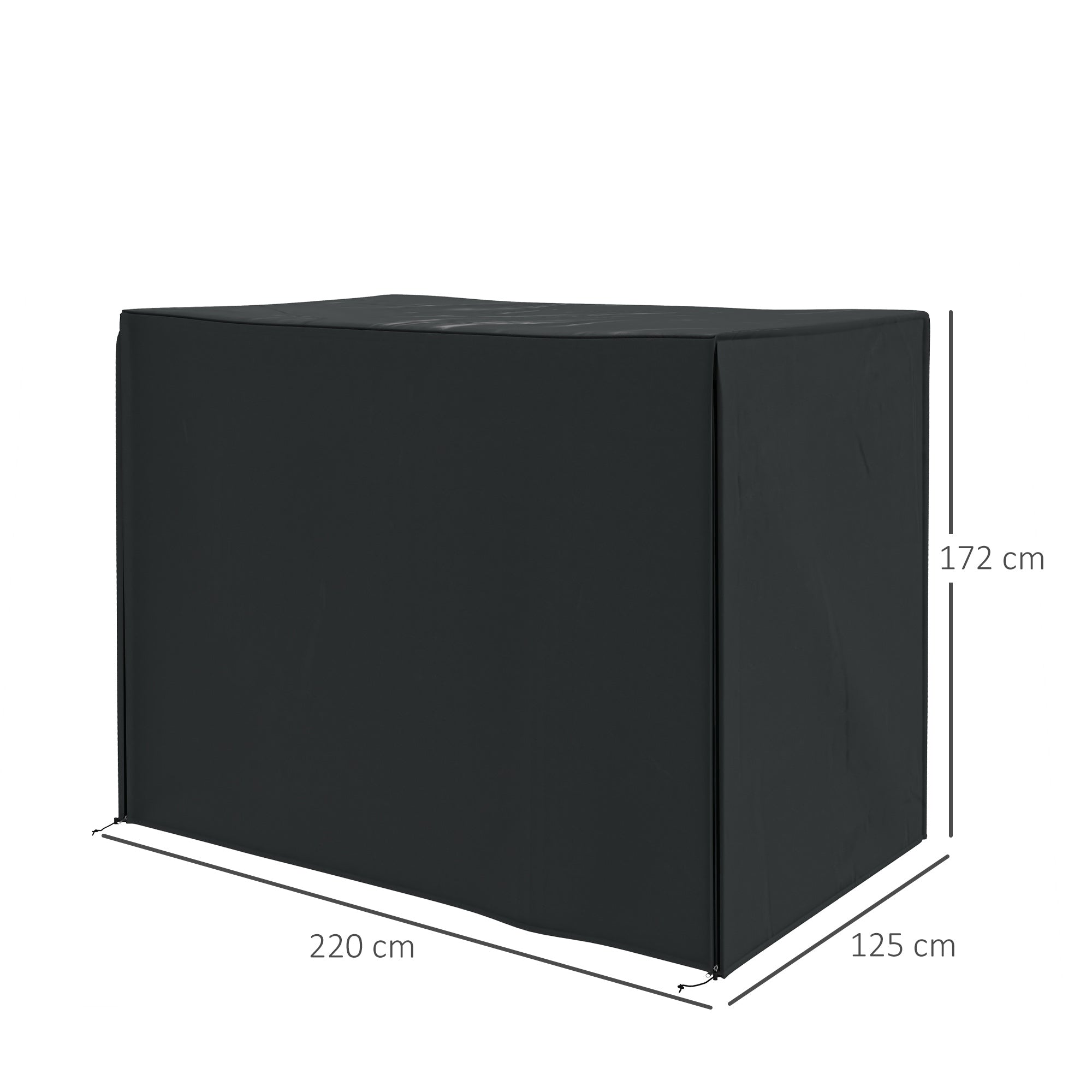 Garden Swing Cover, Waterproof UV Protection 220x125x172cm, Black Oxford Fabric