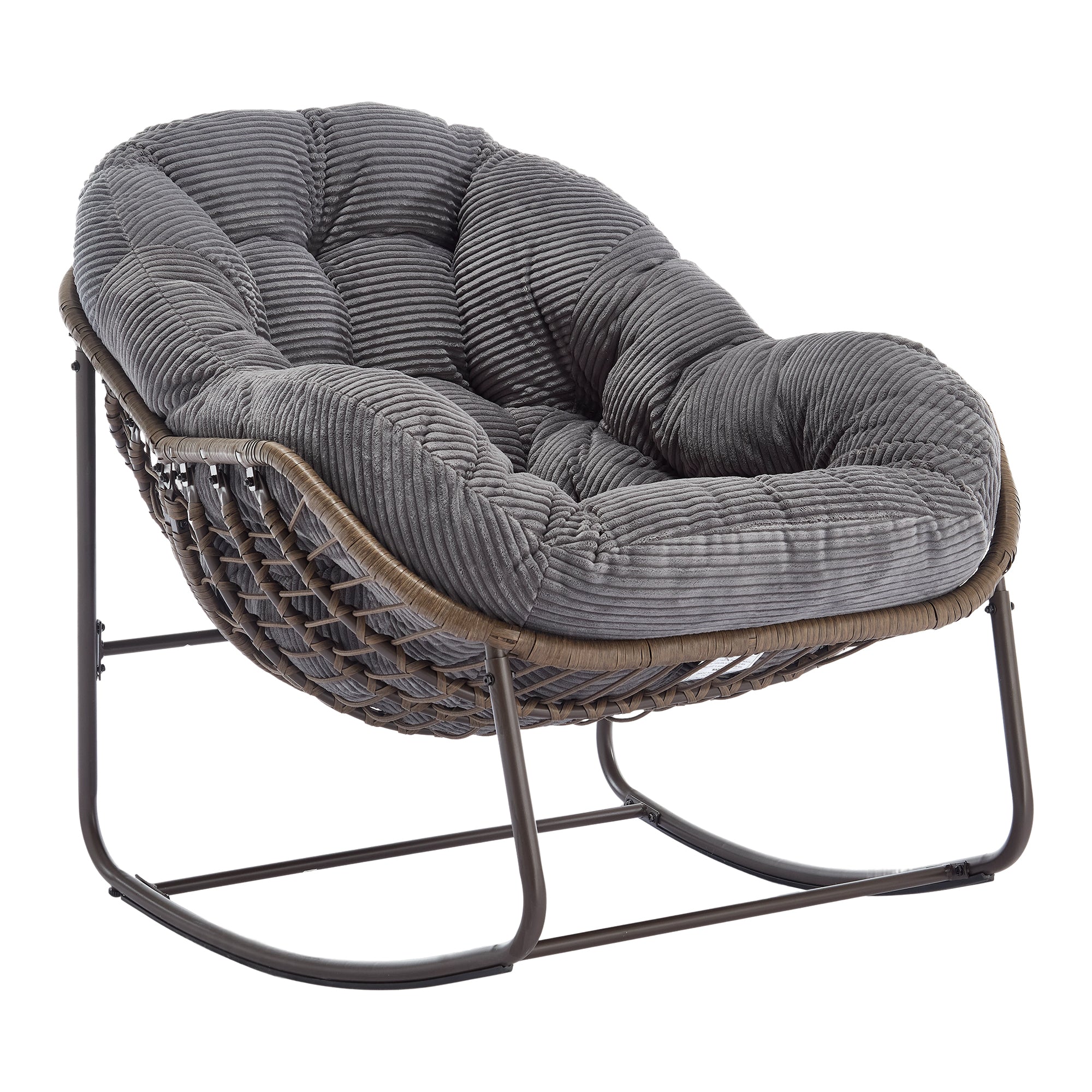 Outdoor Rattan Rocking Chair, Padded Seat with Backrest, for Patio, Garden
