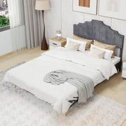 Modern Minimalist Soft Bed with Comfortable Headboard and Low Box Frame 160x200cm, Gray