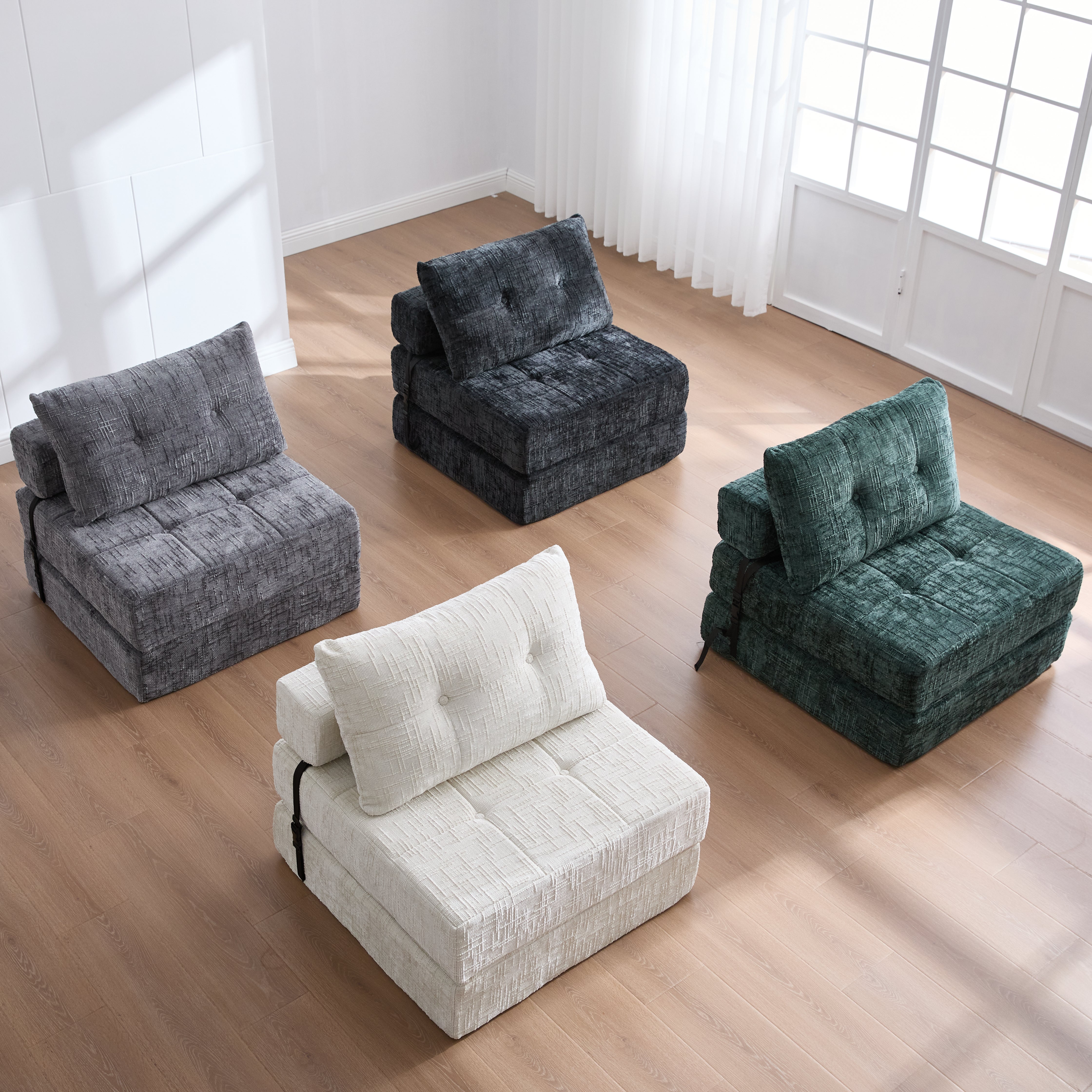 Folding Sofa Bed, Portable with Pillows & Backrest, Comfortable Floor Mattress