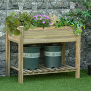 Raised Bed with Shelf & Drainage, Wooden, Green