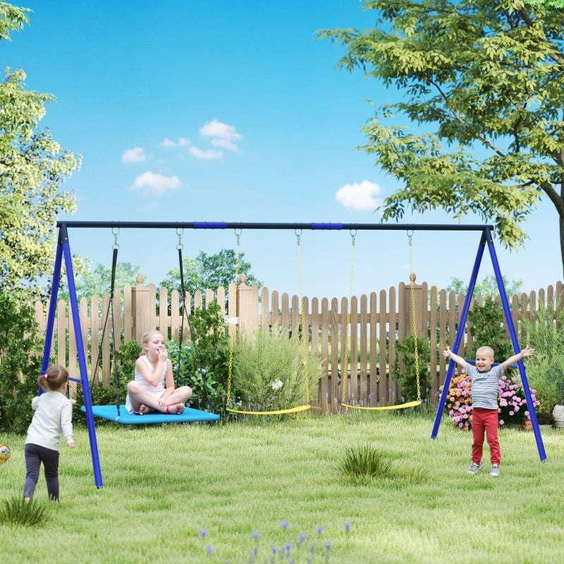 Swing Set, 3 Children, 120 kg Load Capacity, Outdoor Swings, Colorful