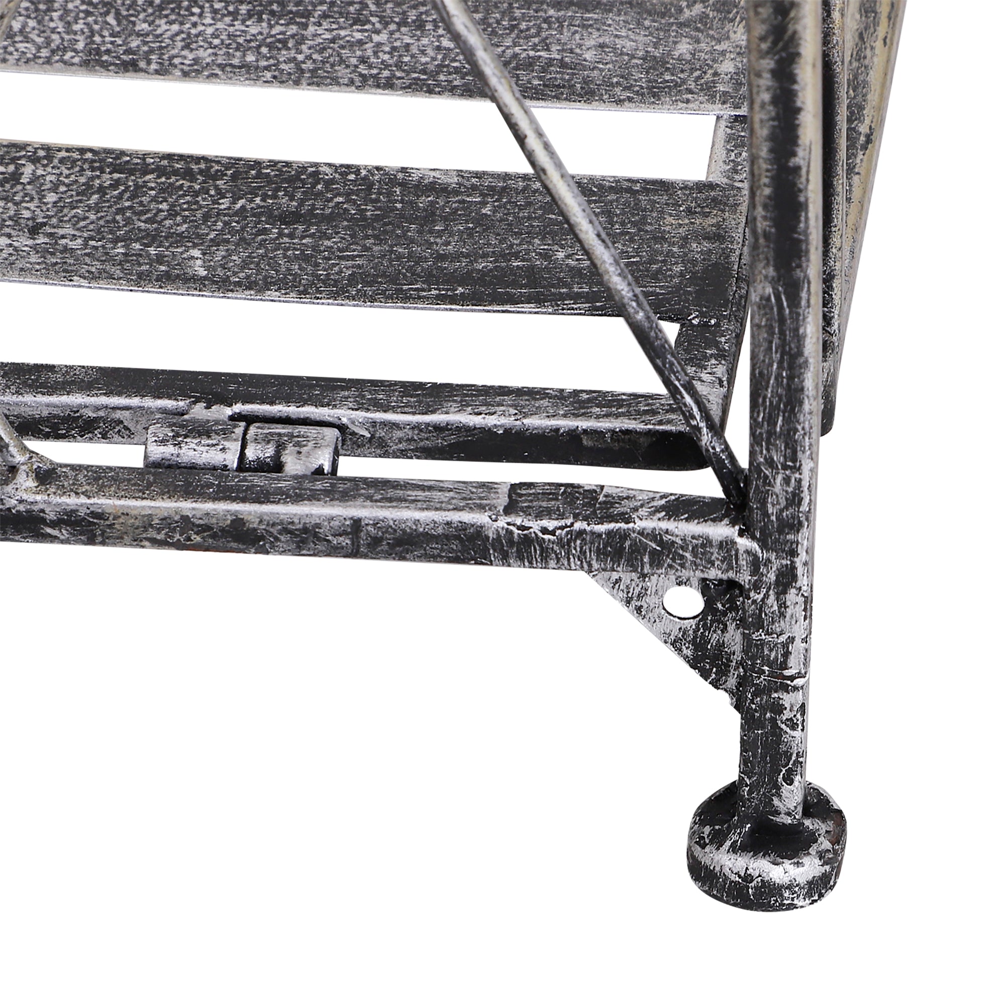 Metal Plant Stand, 3 Tiers Flower Ladder 44x25x96cm, Silver Grey