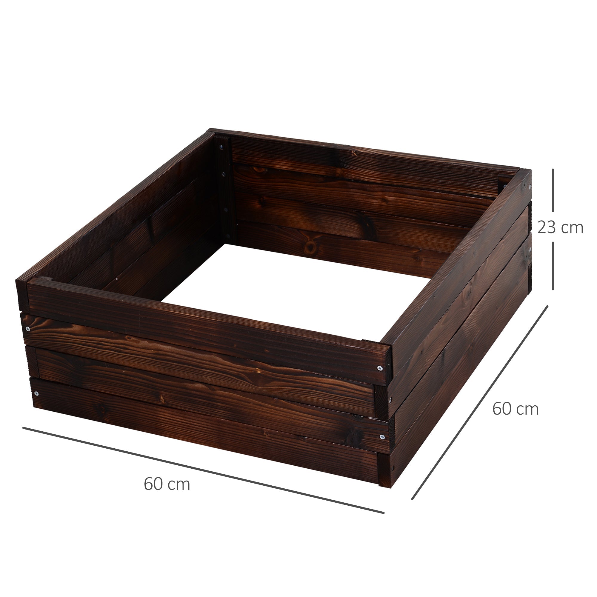 Raised Bed Planter Box, Vegetable Herb Solid Wood, Dark Brown