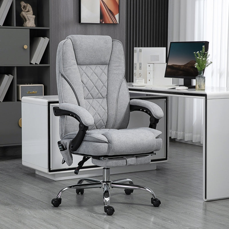 Vinsetto Office Chair, Massage Recliner with Footrest, Grey