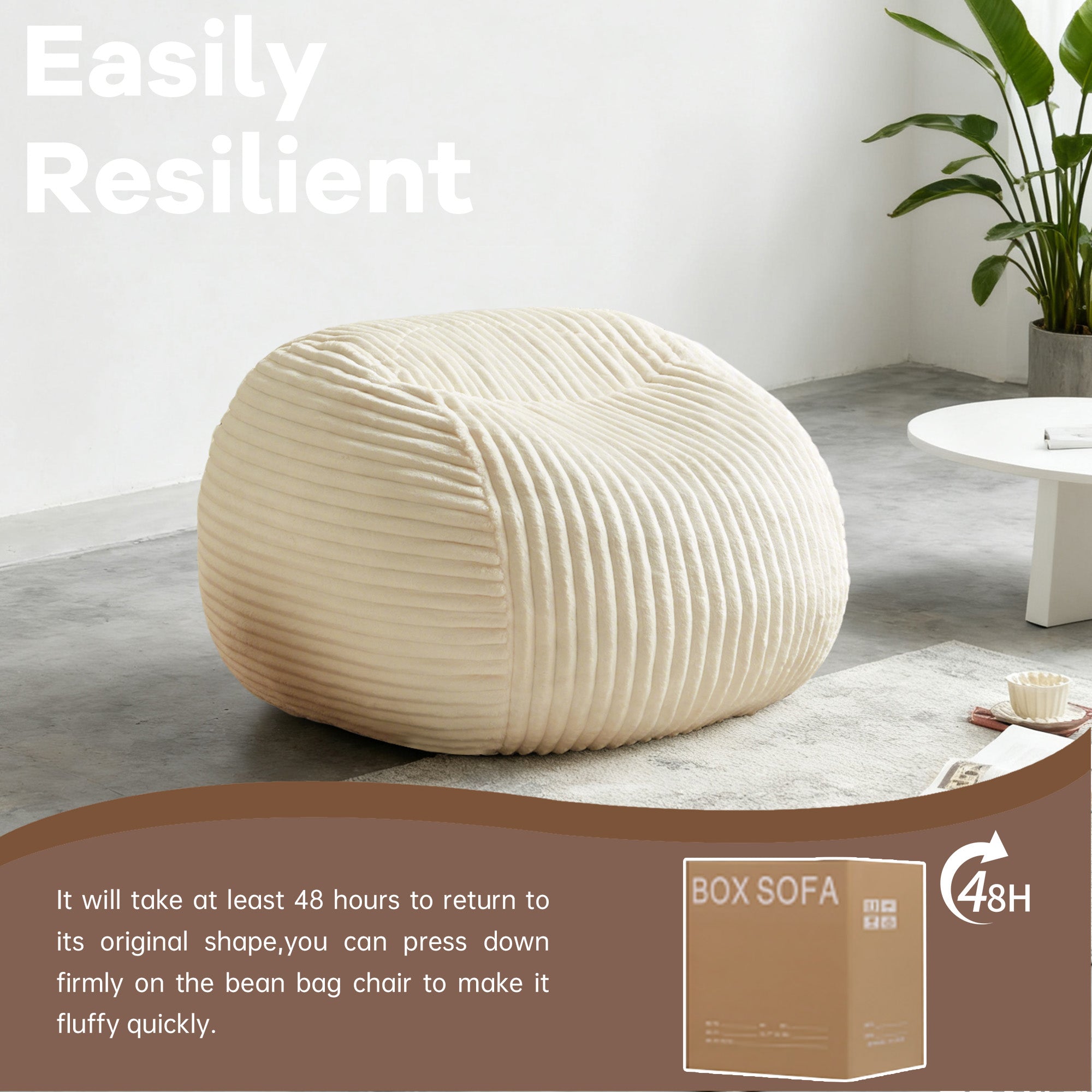 Bean Bag Chair Ultra Plush Memory Foam Lounge Sofa - Beige