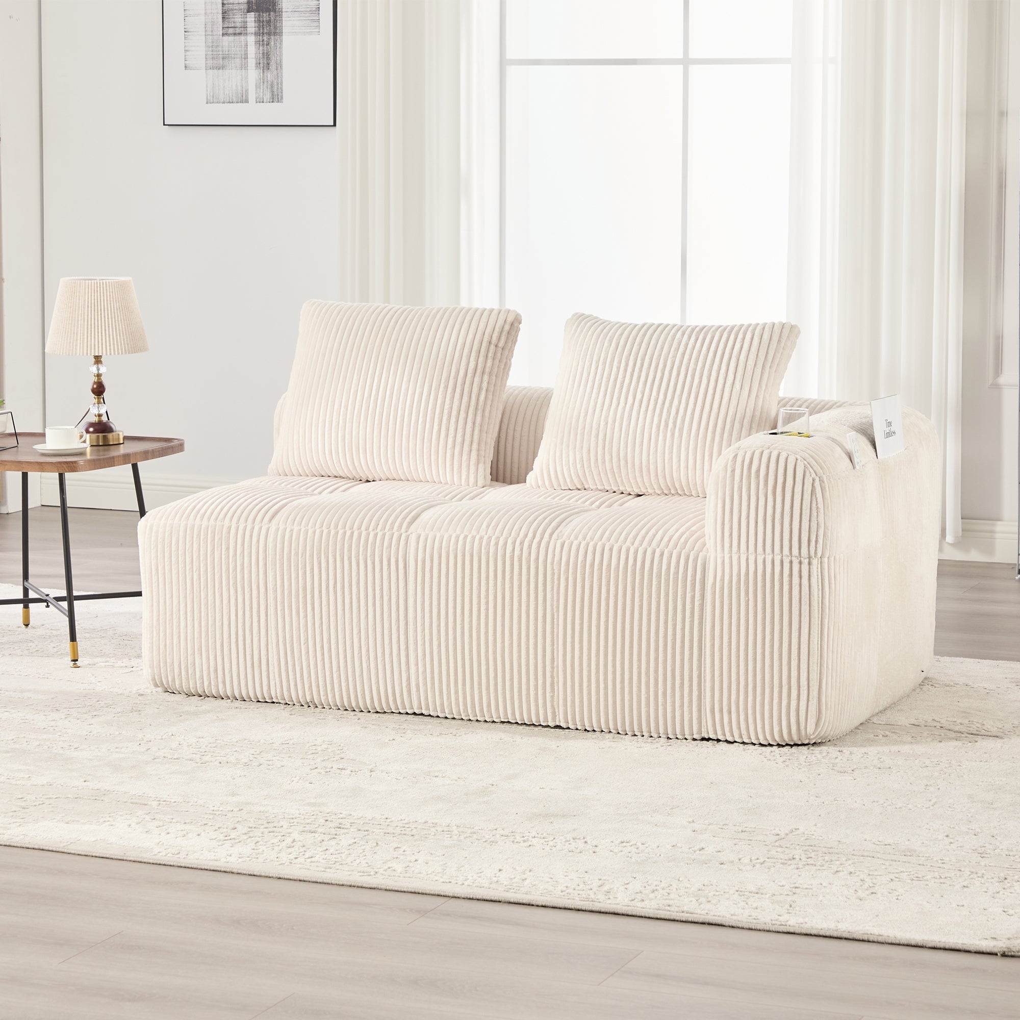 Two-Seater Sofa Storage Pocket Drink Holder - Corduroy