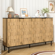 Mosaic Sideboard, 2-Door Storage Cabinet with Metal Feet, Wood-Look Chipboard