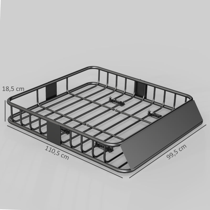 Roof Rack Universal Roof Basket with Wind Protection, 90.7 kg Load Capacity, Steel, Black