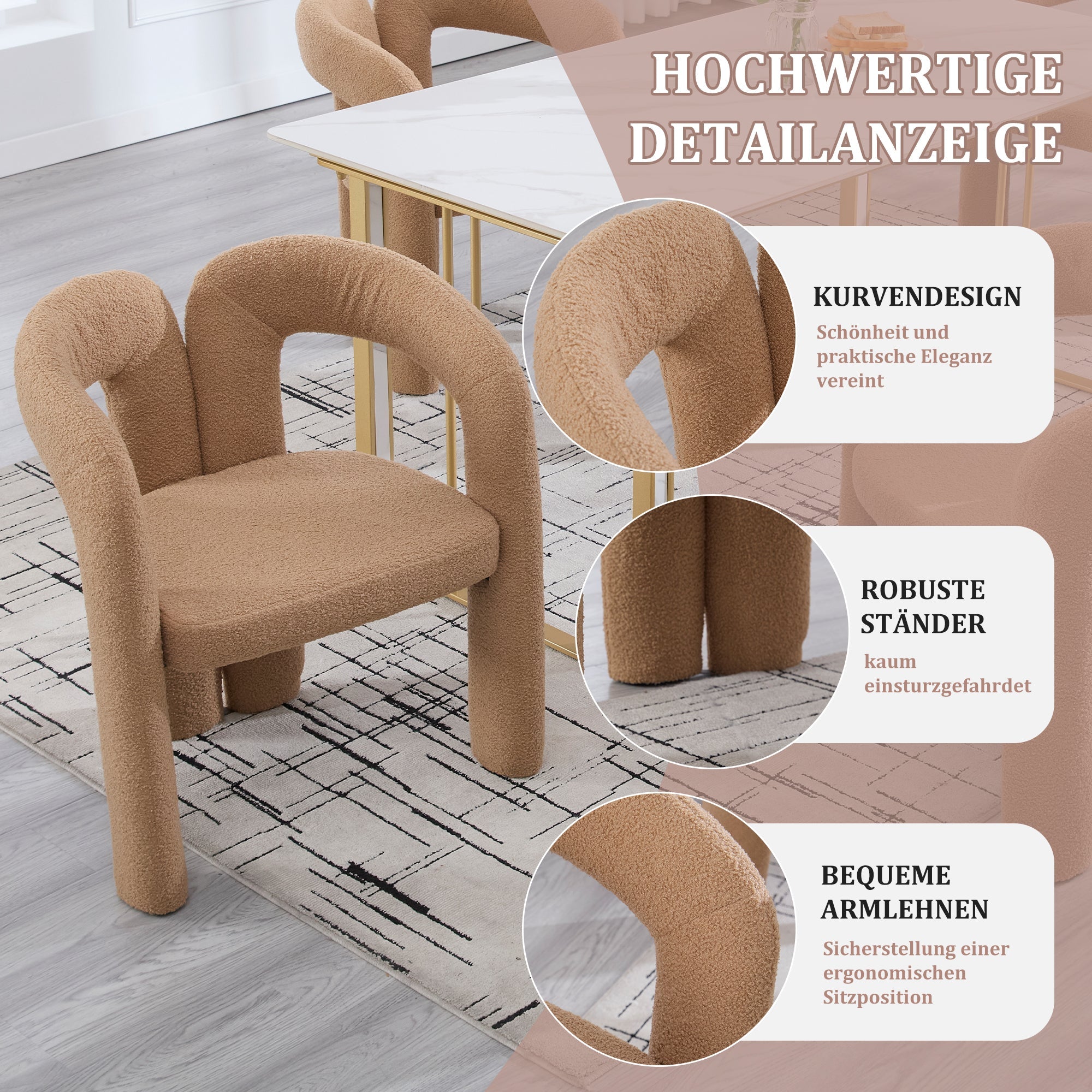 Ergonomic Armchair, Convertible with Sophisticated Back Support, Teddy Pile
