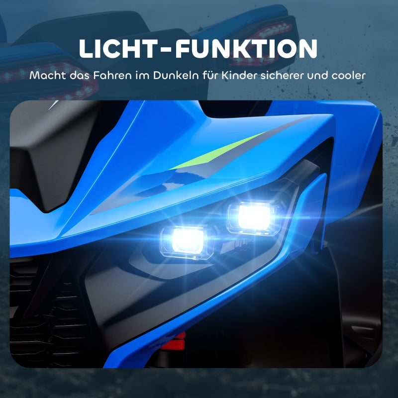 Electric Quad Bike for Children with LED Headlights and Music, Blue